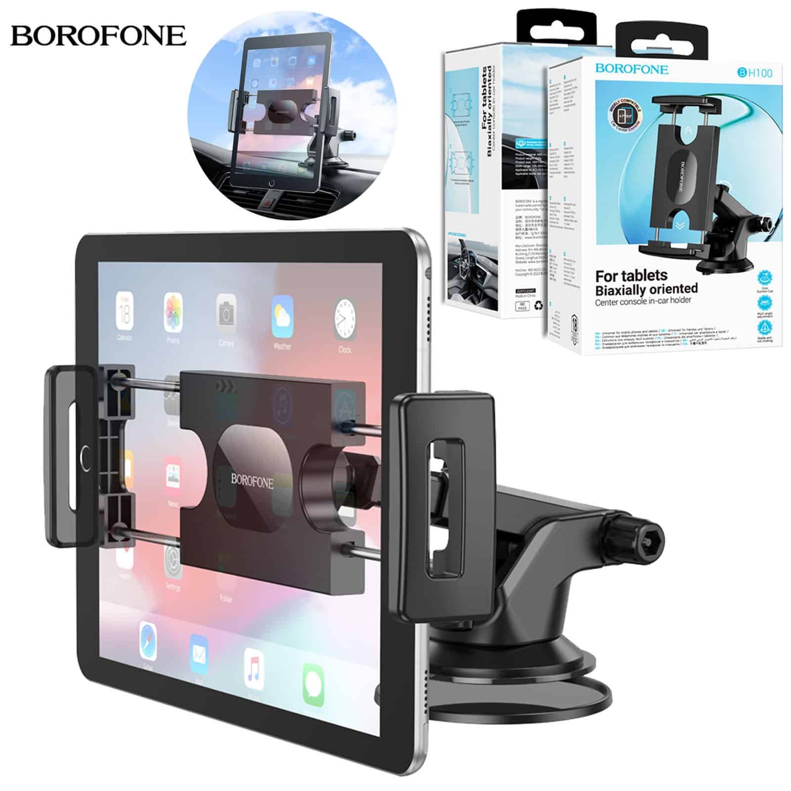 Borofone BH100 Airy Universal Tablet /Mobile Phone Car Mount Holder For 4.7 to 12.9 inch For iPhone / iPad / Galaxy Tab / Lenovo Tab (Black) Borofone BH100 Airy Universal Tablet /Mobile Phone Car Mount Holder For 4.7 to 12.9 inch For iPhone / iPad / Galaxy Tab / Lenovo Tab (Black)